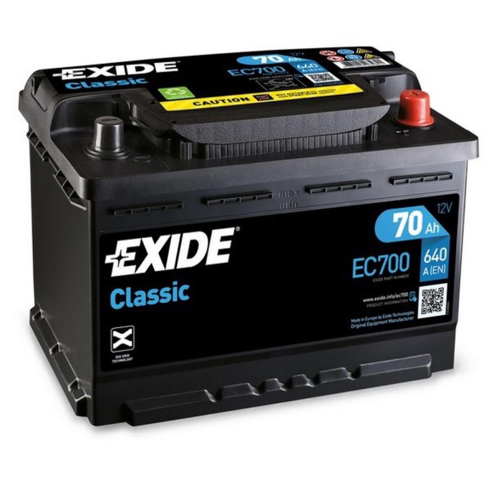 Аккумулятор EXIDE CLASSIC 12V 70AH 640A ETN 0(R+) B13 278x175x190mm 18.29kg