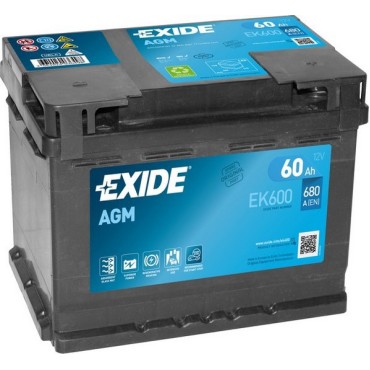 Аккумулятор EXIDE AGM 12V 60AH 680A ETN 0(R+) B13 242x175x190mm 16.3kg