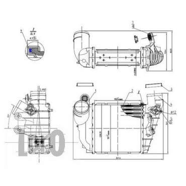 Интеркулер AUDI A3 (01-03) 1.8T, (00-03) 1.9tdi, LEON (1M1) (99-06) 1.8T, TOLEDO II (1M2) (98-04), OCTAVIA I (1U) (96-10) 1.8 T, BORA (1J) (99-05) 1.8 T, GOLF IV