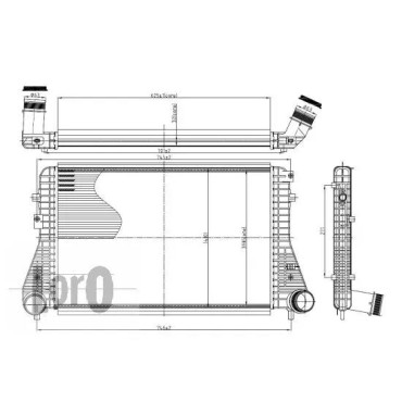 Интеркулер AUDI A 3 / S 3 (8P) (03-) 1.6 TDI, ALTEA (5P) (04-) 1.6 TDI, LEON (1P1) (05-) 1.6 TDI, OCTAVIA II (1Z) (04-) 1.6 TDI, SUPERB II (3T) (08-) 1.6 TDI, YE