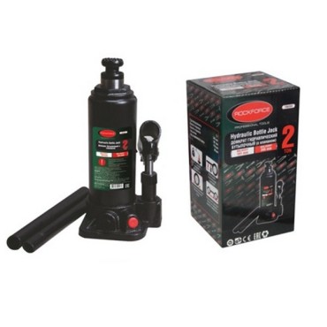 Домкрат бутылочный 2 т, высота подхвата 181 мм, высота подъма 345 мм, ход штока 116 мм, с клапаном и доп. ремкомплектом