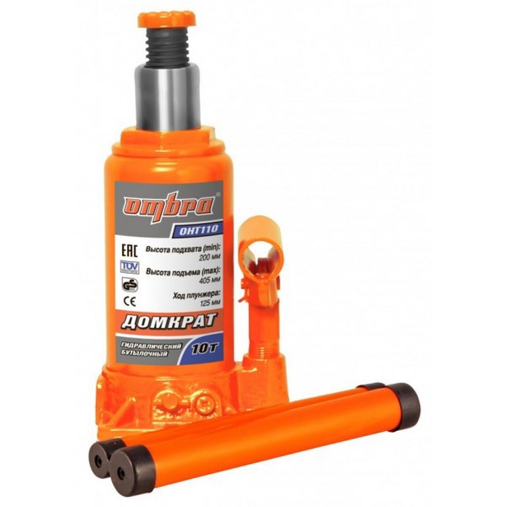 Домкрат бутылочный 10 т, высота подхвата 200 мм, высота подъма 405 мм