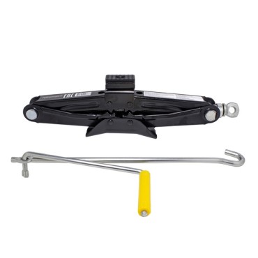 Домкрат механический 1 т, высота подхвата 100 мм, высота подъема 350 мм, L = 385 мм, ромбический с резиновой накладкой