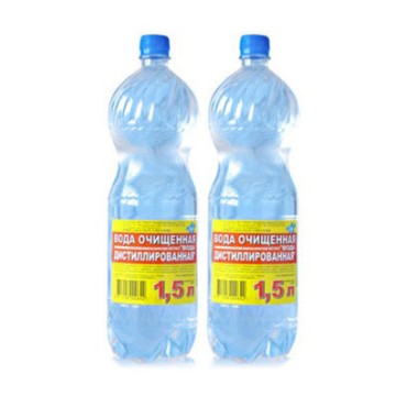 Вода дистиллированная 1,5л - для промывки системы охлаждения, разбавления охлаждающих жидкостей, наполнения утюгов, увлажнителей, пароочистителей